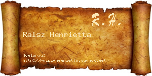 Raisz Henrietta névjegykártya